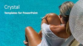  Presentation with five stars - Beautiful PPT theme featuring woman-in-luxury-five-stars backdrop and a teal colored foreground