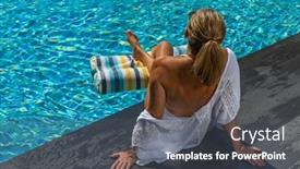  Presentation with luxury resort - Slides with woman-in-luxury-five-stars background and a dark gray colored foreground