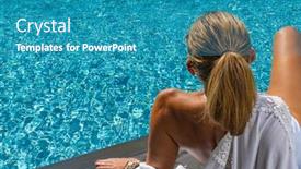  Presentation with five stars - Colorful theme enhanced with woman-in-luxury-five-stars backdrop and a teal colored foreground