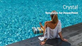  Presentation with five stars - Presentation design with woman-in-luxury-five-stars background and a teal colored foreground