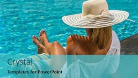  Presentation with five stars - Slide set having woman-in-luxury-five-stars background and a teal colored foreground