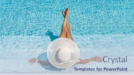  Presentation with resort - Theme featuring woman-in-luxury-five-stars background and a light blue colored foreground