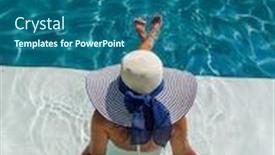  Presentation with five stars - Audience pleasing PPT theme consisting of woman-in-luxury-five-stars backdrop and a ocean colored foreground