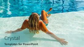  Presentation with five stars - PPT layouts with woman-in-luxury-five-stars background and a light blue colored foreground