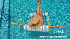  Presentation with luxury resort - Colorful PPT theme enhanced with woman-in-luxury-five-stars backdrop and a teal colored foreground