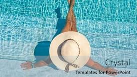  Presentation with five stars - Audience pleasing presentation design consisting of woman-in-luxury-five-stars backdrop and a light blue colored foreground