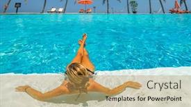  Presentation with luxury resort - Presentation featuring woman-in-luxury-five-stars background and a yellow colored foreground