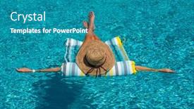  Presentation with luxury resort - Presentation design consisting of woman-in-luxury-five-stars background and a teal colored foreground