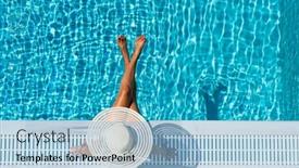  Presentation with five stars - Presentation theme with woman-in-luxury-five-stars background and a light blue colored foreground