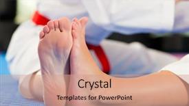  Presentation with training - PPT theme consisting of woman in martial art training background and a coral colored foreground