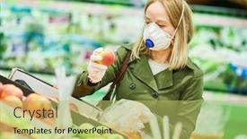  Presentation with food mask - Colorful theme enhanced with woman-in-mask-and-protective backdrop and a yellow colored foreground