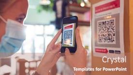  Presentation with venue - Slide deck with woman-in-mask-with-mobile background and a coral colored foreground