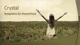  Presentation with freedom fighters india - Amazing presentation theme having woman in meadow freedom concept backdrop and a lemonade colored foreground