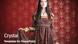  Presentation with medieval - Amazing PPT layouts having woman in medieval era dress backdrop and a tawny brown colored foreground