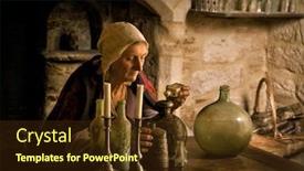 Presentation with release - PPT layouts with victorian - woman in medieval outfit working background and a tawny brown colored foreground