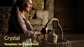  Presentation with released - Presentation design consisting of woman-in-medieval-peasant-dress background and a tawny brown colored foreground