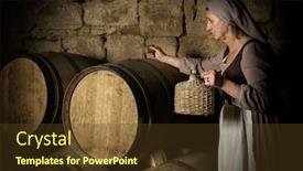  Presentation with medieval - Theme with woman-in-medieval-peasant-outfit background and a tawny brown colored foreground