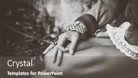  Presentation with meditation - Audience pleasing slide deck consisting of woman in meditation position closeup of hand and legs backdrop and a gray colored foreground
