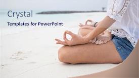  Presentation with posture - Presentation design with woman-in-meditation-posture background and a sky blue colored foreground