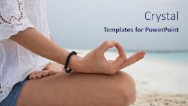  Presentation with posture - Presentation design consisting of woman-in-meditation-posture background and a sky blue colored foreground