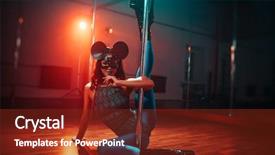  Presentation with hero mask woman - Beautiful presentation theme featuring woman in mouse mask pole backdrop and a tawny brown colored foreground