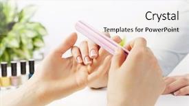  Presentation with nail salon - PPT theme having woman in nail salon receiving background and a white colored foreground
