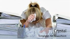  Presentation with burnout - Beautiful PPT layouts featuring woman in office with burnout backdrop and a light blue colored foreground