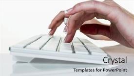  Presentation with hospital network computer - Presentation theme consisting of woman in office with computer background and a light gray colored foreground