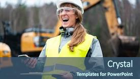  Presentation with mining - Audience pleasing slides consisting of woman in open-cast mining backdrop and a ocean colored foreground