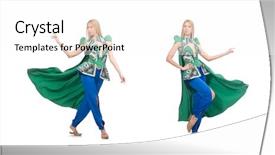  Presentation with fresh water splash green apple isolated white - Beautiful PPT theme featuring woman in oriental green clothing backdrop and a white colored foreground