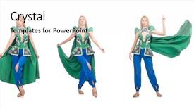  Presentation with white green - Presentation design enhanced with woman in oriental green clothing background and a white colored foreground