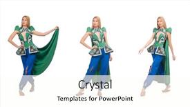  Presentation with green and white - Presentation design featuring woman in oriental green clothing background and a cream colored foreground