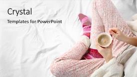  Presentation with coffee cup - Amazing presentation design having woman in pajamas holding coffee backdrop and a white colored foreground