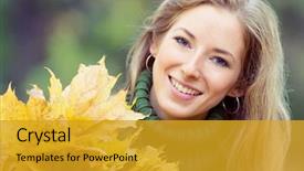  Presentation with park - Audience pleasing PPT layouts consisting of woman in park narrow dof backdrop and a gold colored foreground