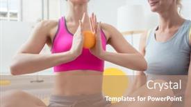  Presentation with physical therapy - PPT layouts enhanced with woman-in-physical-therapy-exercising background and a coral colored foreground