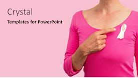  Presentation with pink ribbon breast awareness - Cool new PPT theme with woman in pink outfits showing ribbon for breast cancer awareness against pink background backdrop and a lemonade colored foreground