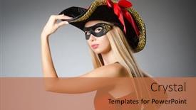  Presentation with pirate - Cool new PPT theme with woman in pirate costume - halloween concept backdrop and a coral colored foreground