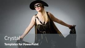  Presentation with pirate - Presentation theme consisting of woman in pirate costume - halloween concept background and a gray colored foreground