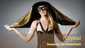  Presentation with pirate - Colorful presentation theme enhanced with woman in pirate costume - halloween concept backdrop and a tawny brown colored foreground