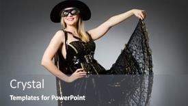  Presentation with pirate - Cool new presentation theme with woman in pirate costume - halloween concept backdrop and a gray colored foreground