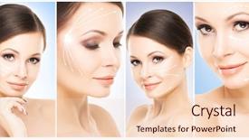  Presentation with human face - Amazing PPT layouts having woman in plastic surgery medicine backdrop and a  colored foreground