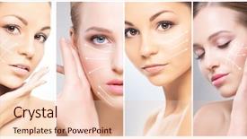  Presentation with human face - Audience pleasing slides consisting of woman in plastic surgery medicine backdrop and a  colored foreground