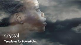  Presentation with double exposure of business people - Slide set featuring woman in profile with storm background and a dark gray colored foreground