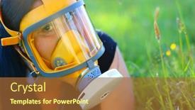  Presentation with infection control - Beautiful presentation featuring woman-in-protection-mask backdrop and a red colored foreground