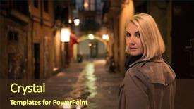  Presentation with sad woman walking - Beautiful slide deck featuring woman in raincoat walking alone backdrop and a tawny brown colored foreground