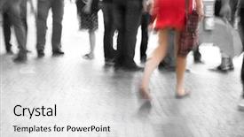  Presentation with busy street - Theme consisting of woman in red among black background and a light gray colored foreground