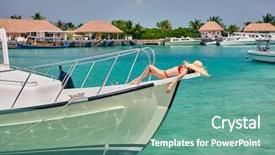  Presentation with red bow - Cool new slide set with woman in red bikini lying backdrop and a seafoam green colored foreground