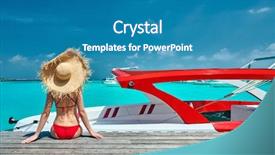  Presentation with maldives - Presentation theme having woman in red bikini sitting background and a teal colored foreground