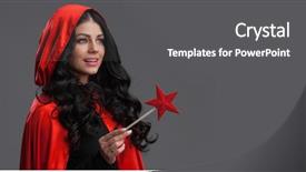  Presentation with red white grey - Colorful presentation enhanced with woman in red cape backdrop and a dark gray colored foreground