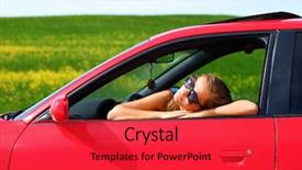  Presentation with sports car - Colorful slides enhanced with woman in red car backdrop and a red colored foreground